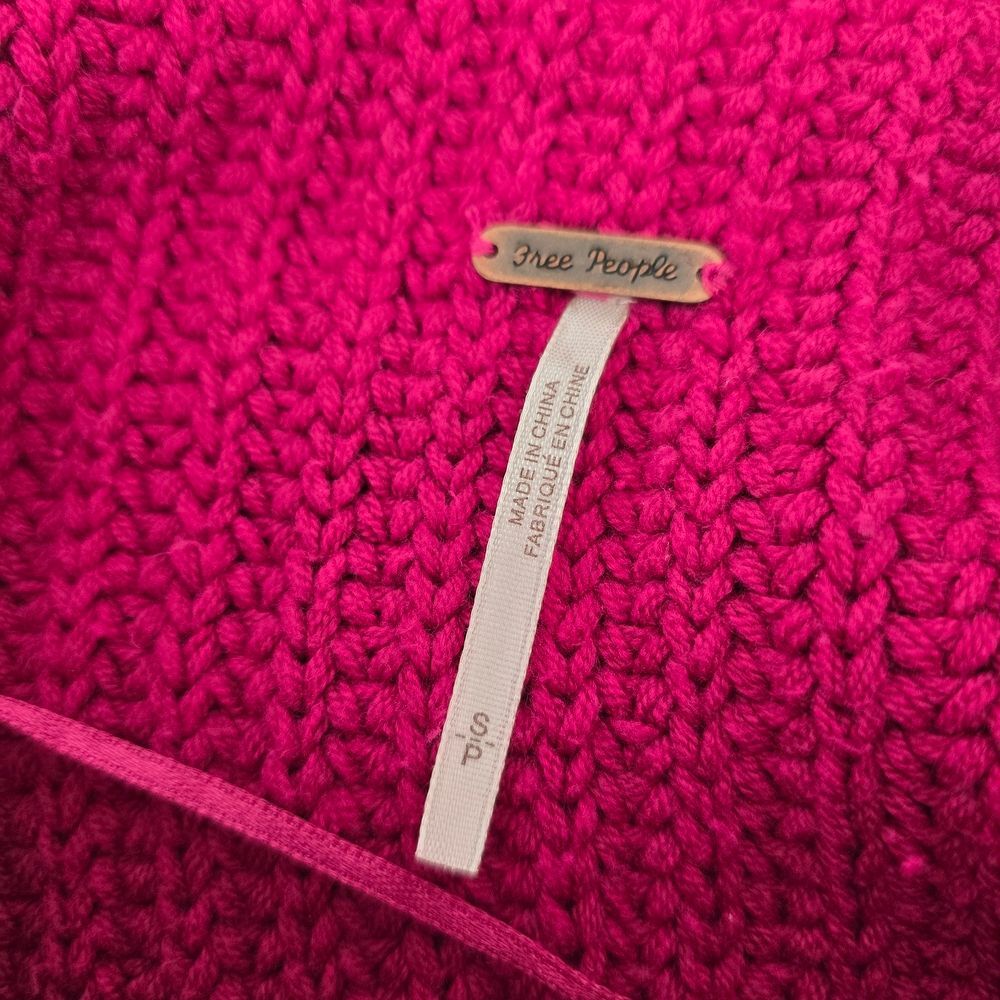 Free People Swim Too Deep Sweater Hot Pink Oversized Chunky Turtleneck Small - Picture 2 of 11